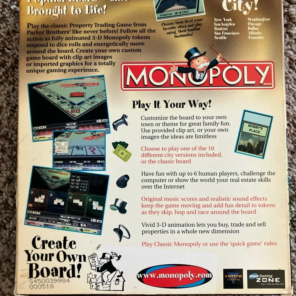 Hasbro Monopoly Game PC Game for Windows 95/98